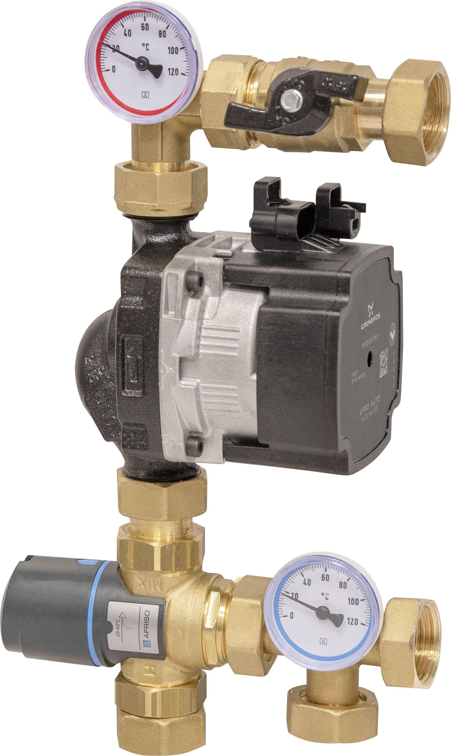 Насосно-смесительный узел для коллектора теплого пола BTU 501, насос Grundfos UPM3 Auto